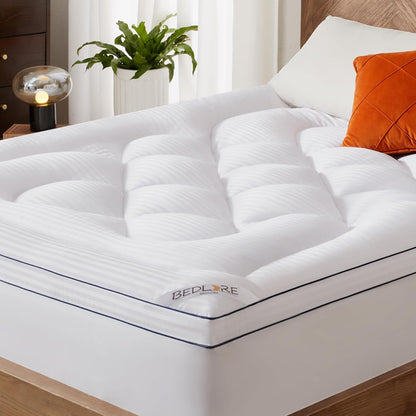 213266 - BEDLORE Mbulesë dysheku 160x200 cm, e qepur me jorgan, e butë dhe e ajrosur, e çertifikuar Oeko-TEX, për xhepa deri në 40 cm me elasticitet përreth, e bardhë