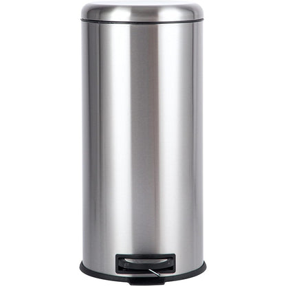 208573 - AMAZON BASICS Kosh Plehrash Cilindrik prej Çeliku Inox, me Pedale të Rrumbullakëta, Kapacitet 30L, Argjend