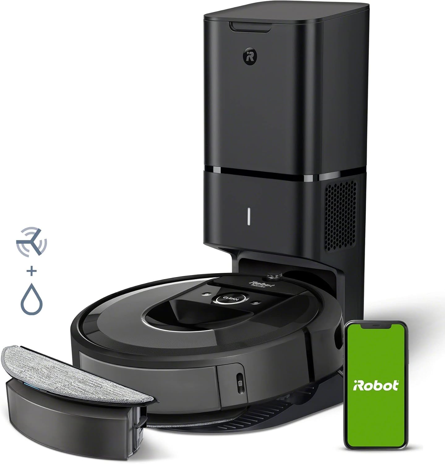 94047 - iROBOT Roomba Combo i8+ (i8576) - Robot Fshesa/Fshuese, Stacion Automatik i Pastrimit, Hartë Inteligjente, I Pajtueshëm me Asistent Zanor, Wi-Fi, Vlerësimet Bazohen në Aplikacion, Ngjyra Argjend