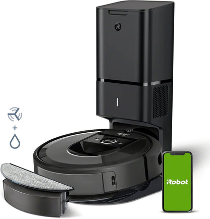 94047 - iROBOT Roomba Combo i8+ (i8576) - Robot Fshesa/Fshuese, Stacion Automatik i Pastrimit, Hartë Inteligjente, I Pajtueshëm me Asistent Zanor, Wi-Fi, Vlerësimet Bazohen në Aplikacion, Ngjyra Argjend
