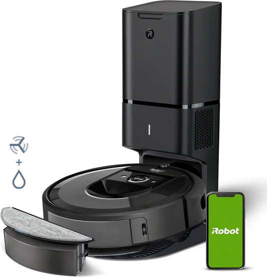 94047 - iROBOT Roomba Combo i8+ (i8576) - Robot Fshesa/Fshuese, Stacion Automatik i Pastrimit, Hartë Inteligjente, I Pajtueshëm me Asistent Zanor, Wi-Fi, Vlerësimet Bazohen në Aplikacion, Ngjyra Argjend