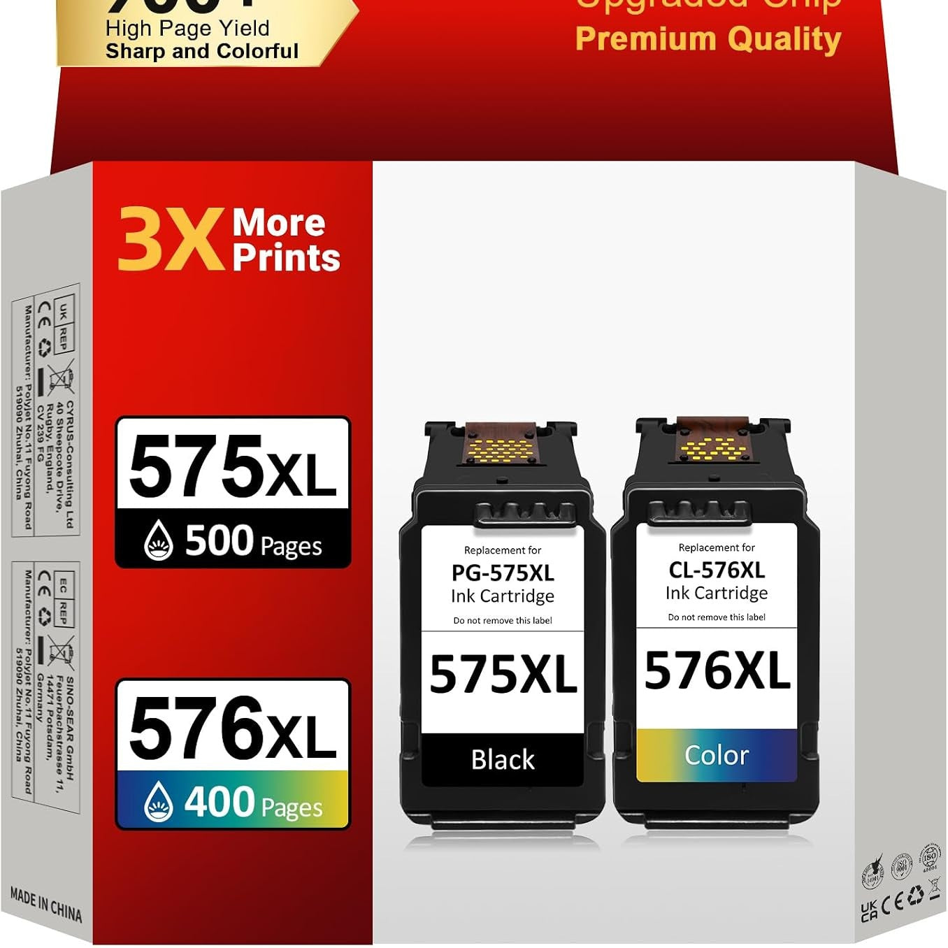 276532 - ECOINKO PG-575XL & CL-576XL - Zëvendësim për bojën origjinale Canon 575 dhe 576 XL, Printon mbi 900 faqe, Fishekë për Canon Pixma TS3550i TS3750i TS3751i TR4751i TR4755i TR4756i