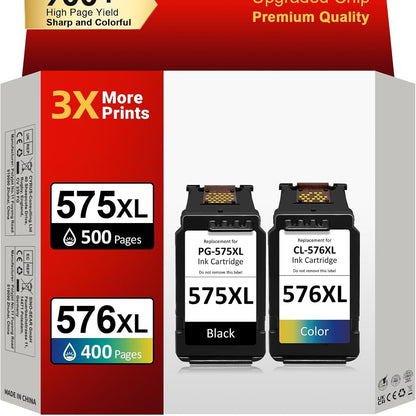 276532 - ECOINKO PG-575XL & CL-576XL - Zëvendësim për bojën origjinale Canon 575 dhe 576 XL, Printon mbi 900 faqe, Fishekë për Canon Pixma TS3550i TS3750i TS3751i TR4751i TR4755i TR4756i