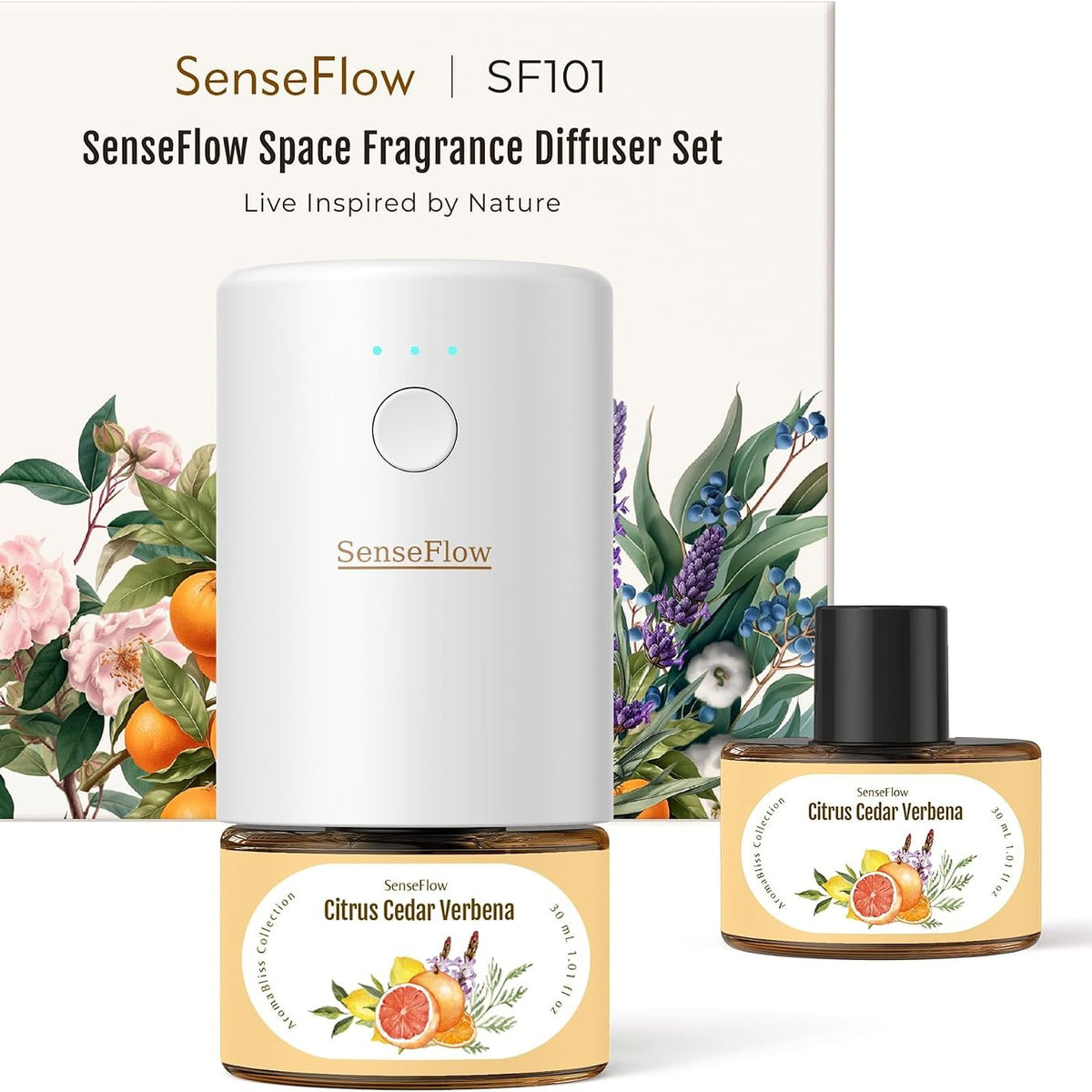306100 - SENSEFLOW Difuzues Vajrash Esencialë SF101 Pro, Ultrasonik pa Ujë, Aromaterapi 120-Ditore, për Shtëpi