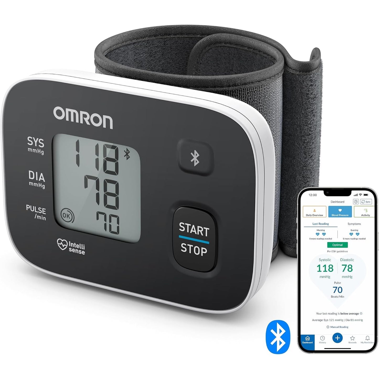 271230 - OMRON Monitor tensioni i gjakut RS3 Intelli IT, i validuar klinikisht, manshetë 13.5 – 21.5 cm, aplikacion falas për iOS/Android, 30 vendndodhje memorieje.
