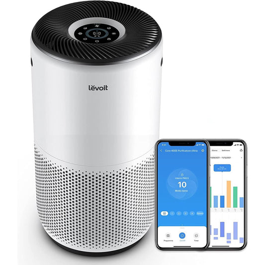 144109 - LEVOIT Pastrues Ajri Inteligjent me APP dhe ALEXA, CADR 433m³/orë, për Hapësira deri në 90m², Niveli i Zhurmes 27 dB, Ekrani PM2.5, Filtër HEPA, Eliminon 99.97% të Alergjive, Polenit, Pluhurit, Aromave të Pakëndshme