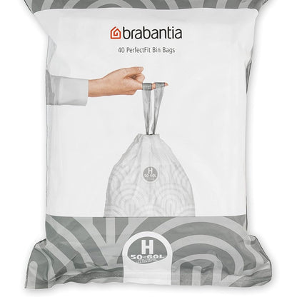 257113 - BRABANTIA Qese për mbeturina PerfectFit (Kodi H - 50L / 60L), ultra të forta, doreza rrëshqitëse, 40 qese