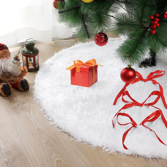 210549 - XHAOSIN Batanije për Pemën e Krishtlindjeve, 150cm, e Bardhë, prej Pelushi, e Rrumbullakët, Fund i Madh për Dekorim