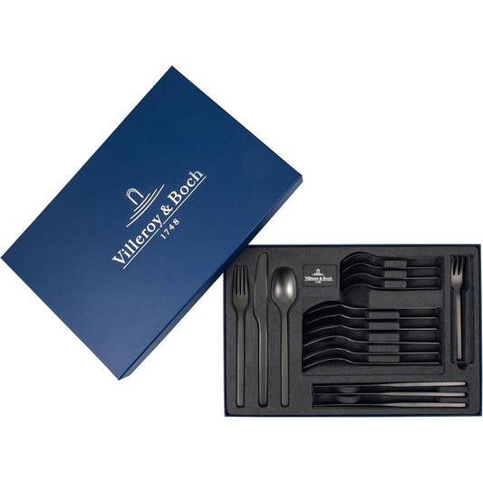 231010 - VILLEROY & BOCH – Set takëmesh prej 20 pjesësh të zeza për 4 persona, çelik inox