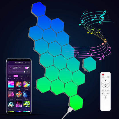 183145 - KANGTAIXIN Llambë LED Panel Gjashtëkëndor për Lojëra, 20 Copë, Ndriçim Muri Inteligjent, Dekor Sinkronizim Muzikor, Modulare për Dhomë Lojërash