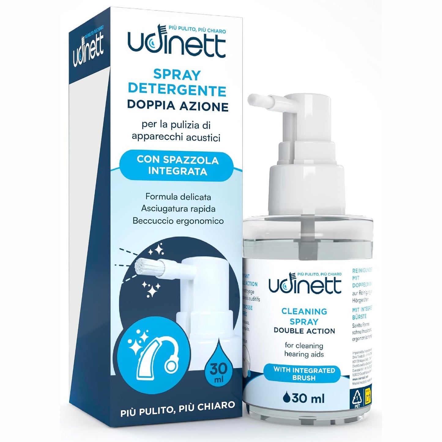 275961 - Sprej Pastrues për Aparate Dëgjimi 30ml - Udinett - Formula pa Alkool - Efekt i Menjëhershëm