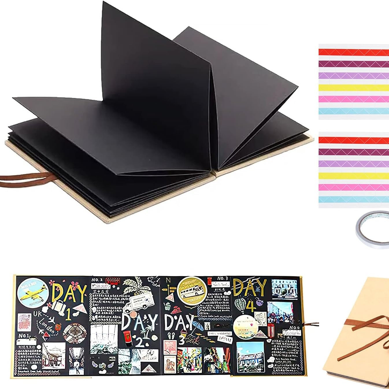 224962 - ERBO Album Fotosh DIY, Libër Fotosh 8 inç, 34 faqe, për dhurata diplomimi, ditëlindjeje, përvjetori, i zi