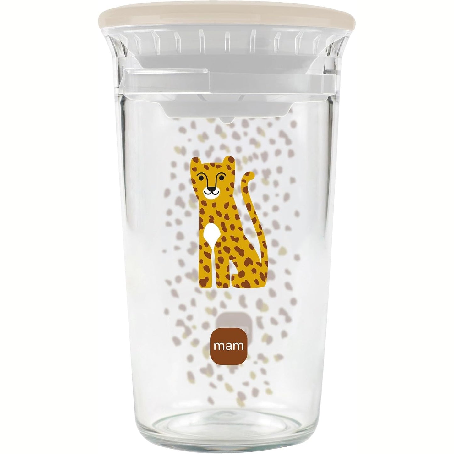 275743 - MAM Gotë stërvitjeje 360° | 290 ml | Futje silikoni kundër rrjedhjeve | Pa BPA dhe BPS | Pastrohet lehtë | Leopard