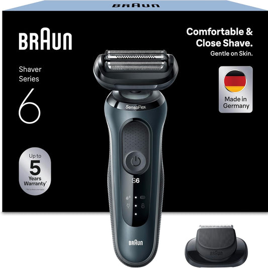 271033 - BRAUN Makinë prerëse mjekre Series 6, rroje elektrike, prerëse precize Easyclick, Sensoflex, e lagur dhe e thatë, e rikarikueshme, pa tel