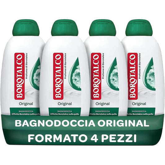 293762 - Borotalco Xhel Dushi Original, Larës Trupi me Pluhur Talku, 4 Shishe x 600 ml