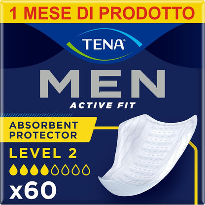 296816 - TENA Men Level 2 Peceta Thithëse për Inkontinencën Urinare Meshkuj - 60 Peceta (Pako 1-Mujore) - Pa Parfum, të Bardha
