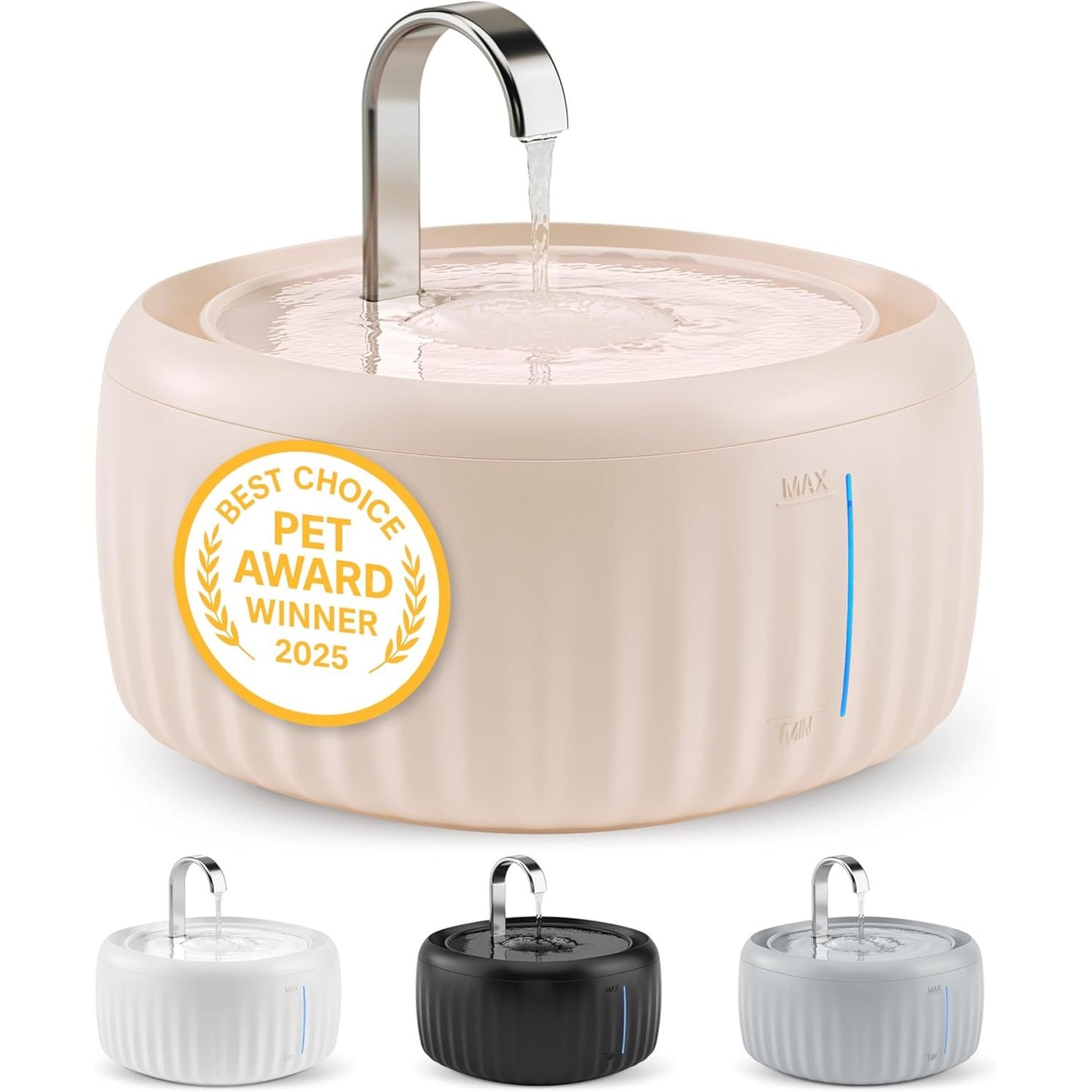 222872 - PRETTY PAW Shatërvan uji Aqua Flow Pro 3 Litra | Shatërvan i heshtur, pa BPA, dritë LED, filtër karboni aktiv | I lehtë për t’u pastruar