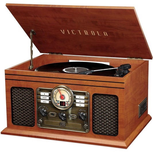 188662 - VICTROLA Sistem Stereo Classic 6-në-1 me Gramafon Bluetooth, Ngjyra Mahogany