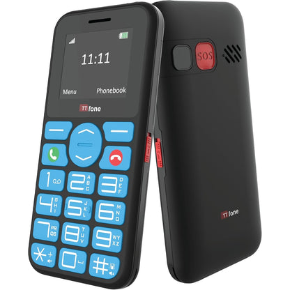 310112 - TTFONE Telefon celular emergjence TT190, me butona të mëdhenj, bazë për të moshuar, i zhbllokuar, me kabllo USB