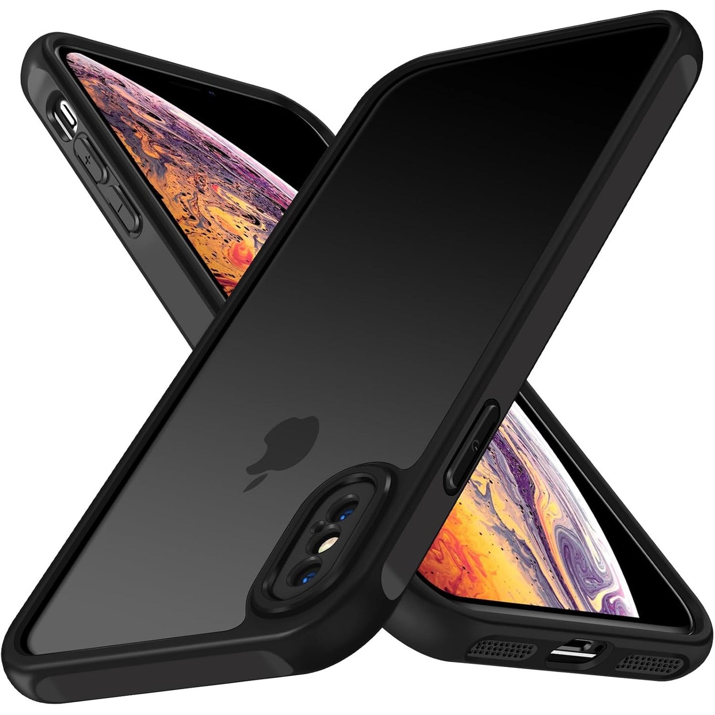 274579 - IVOLER Mbrojtëse për iPhone XS dhe iPhone X 5.8 inç, Mbrojtje e plotë e kamerës, e zezë