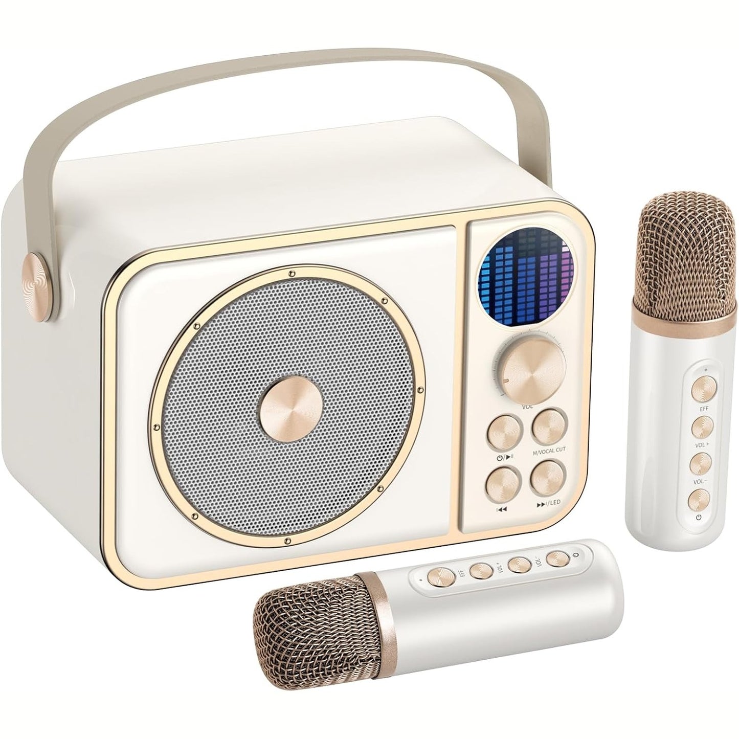266478 - BESCOST Makinë Karaoke me 2 Mikrofonë Pa Tel, Sistem Karaoke Portativ, Bluetooth me 7 Efekte Zëri