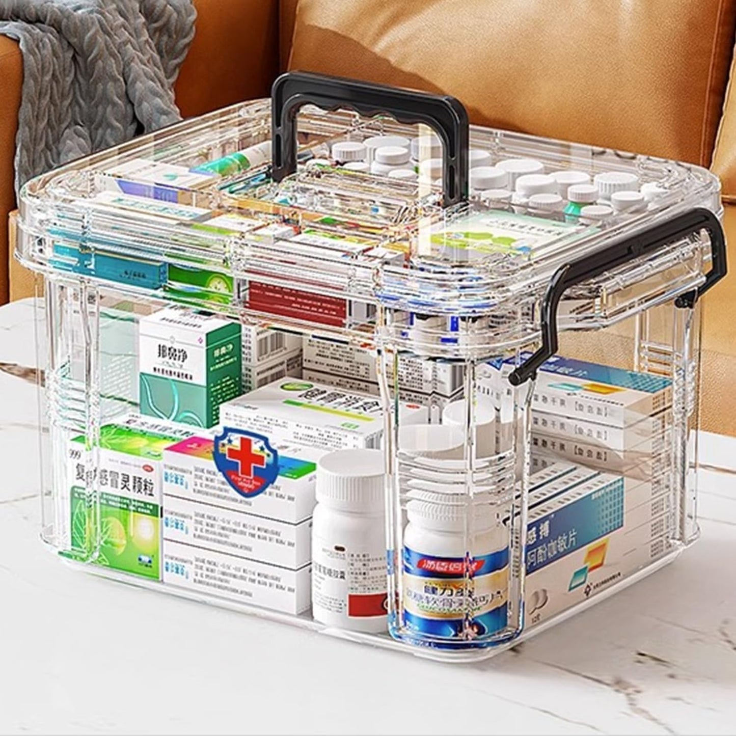 257346 - SIGHTDAY - Organizues kutie për ilaçe, Kuti ilaçesh me dy shtresa dhe shumë ndarje, Portative me kapak