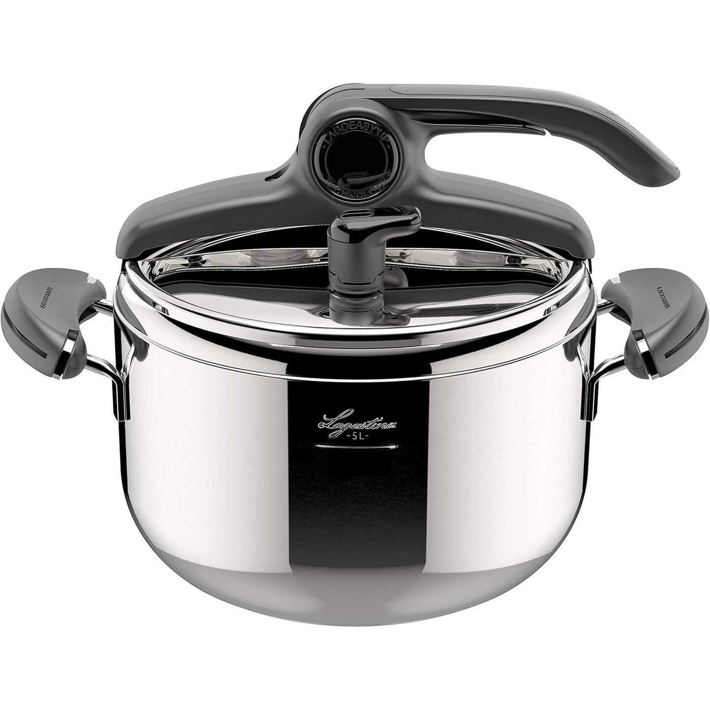 213126 - LAGOSTINA Tenxhere me Presion 5 L në çelik inox 18/10 Ø 22 cm, Tenxhere me Induksion dhe Gaz, Kapak që Hapet Lehtë