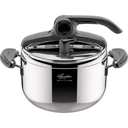 213126 - LAGOSTINA Tenxhere me Presion 5 L në çelik inox 18/10 Ø 22 cm, Tenxhere me Induksion dhe Gaz, Kapak që Hapet Lehtë