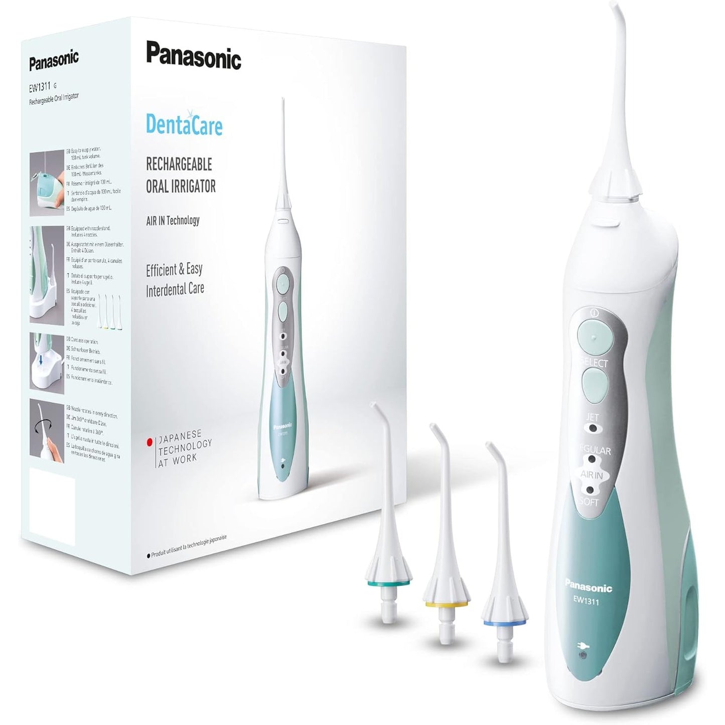 292511 - PANASONIC EW1311G845 - Pastrues Uji me Fileto, 3 Nivele Fuqie, 4 Gryka, Rezervuar 130ml, 1400 Pulsime/min, E Bardhë dhe Jeshile Mente