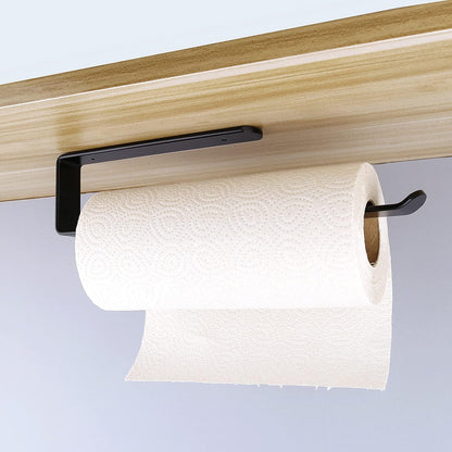 257010 - Mbajtëse për Rrotulla Kuzhine e Zezë, 31.5 cm, Nuk Kërkohet Shpim, Dispensues për Rrotulla Kuzhine, Organizues Ruajtjeje