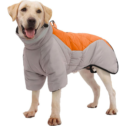 183847 - ALLSOPETS Xhaketë e Ngrohtë Dimërore për Qen të Mesëm dhe të Mëdhenj, e Papërshkueshme nga Uji dhe Era, me Rrip të Integruar dhe Shirita Reflektues, 5XL, Portokalli Djegëse