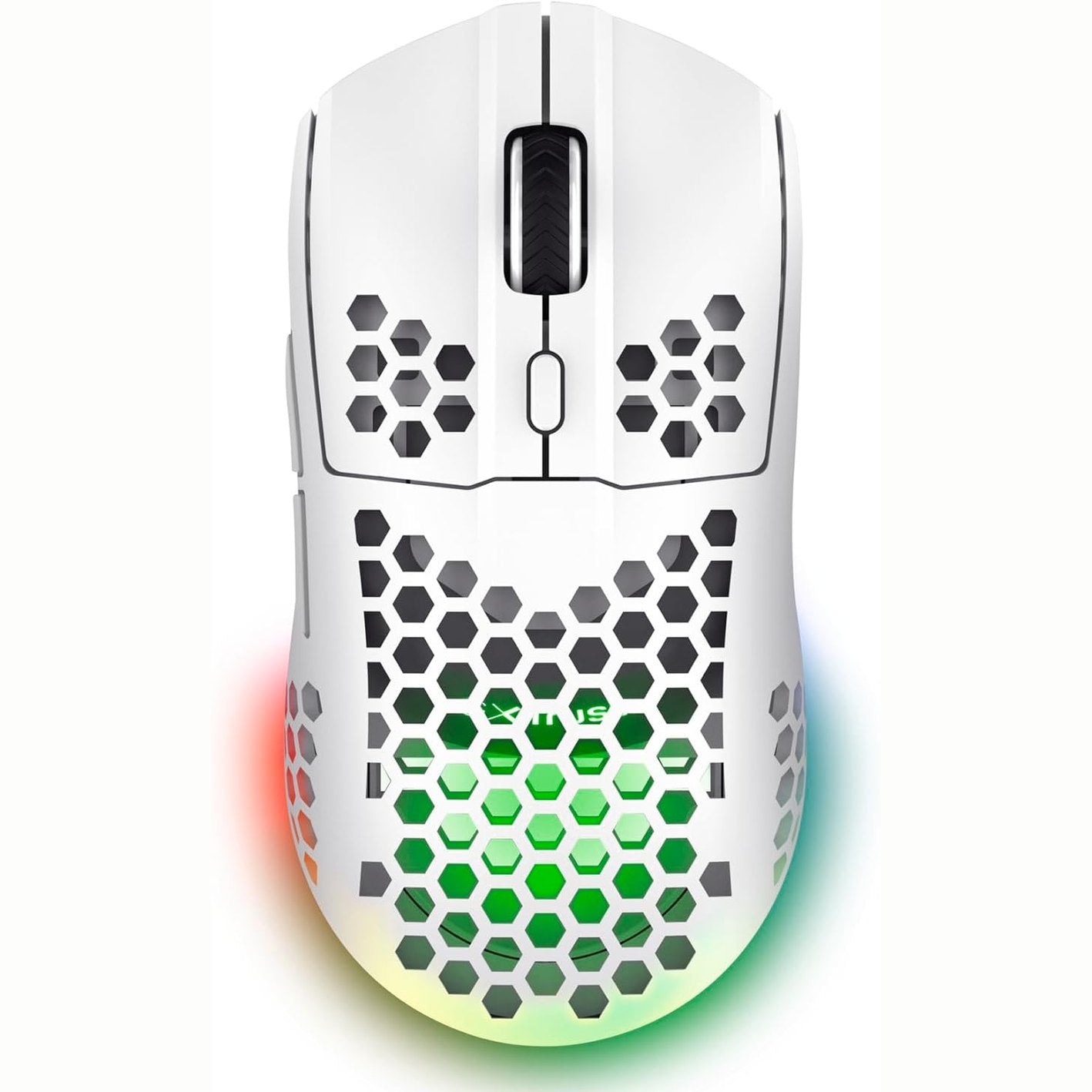 266692 - TRUST Maus lojërash pa tel Trust Gaming GXT 929W Helox Ultralight 75g, jetëgjatësi baterie 80 orë, marrës mikro-USB 2.4 GHz, DPI i rregullueshëm 800-4800, maus lojërash LED i rikarikueshëm për PC/kompjuter - i bardhë