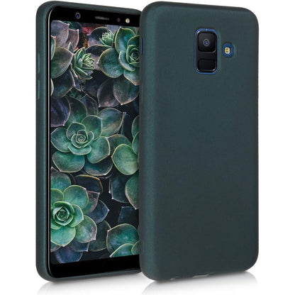 277272 - kwmobile Mbrojtëse për Samsung Galaxy A6 (2018) - mbulesë silikoni me shkëlqim metalik - ngjyrë metalike petrole