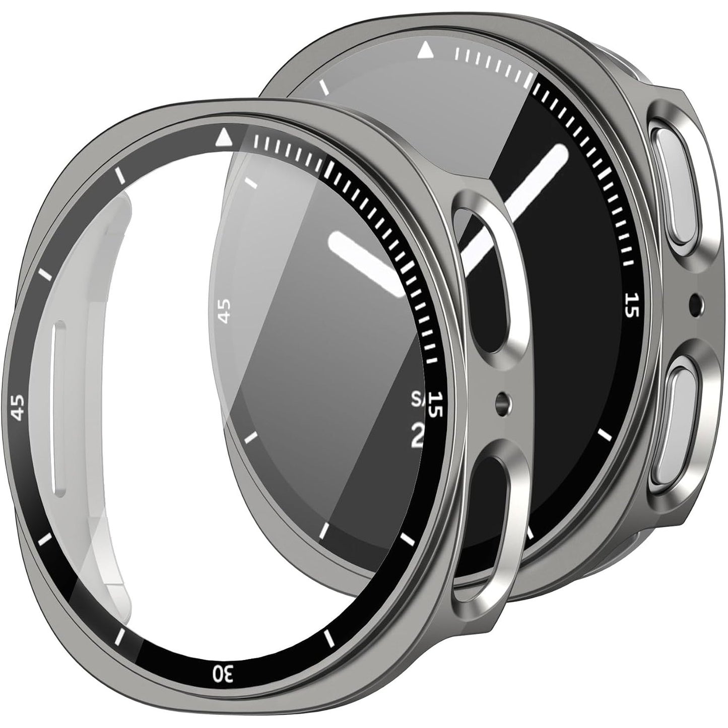 269194 - Mbrojtëse me 2 copë për Samsung Galaxy Watch 8 40 mm, mbrojtje 360° e gjithanshme, mbrojtës ekrani prej xhami të temperuar
