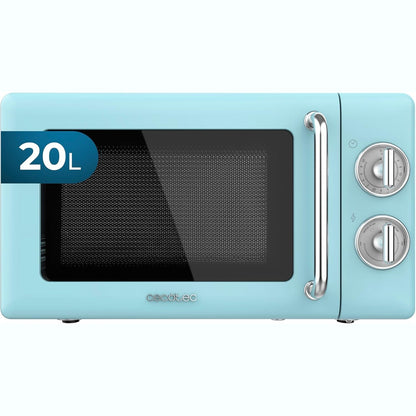 288262 - CECOTEC Furrë me mikrovalë mekanike Proclean 3010 Retro Blue, 20 L, 700 W, 6 nivele fuqie, kohëmatës deri në 30 minuta, modalitet shkrirjeje, dizajn blu vintage, me ngjyrë çeliku