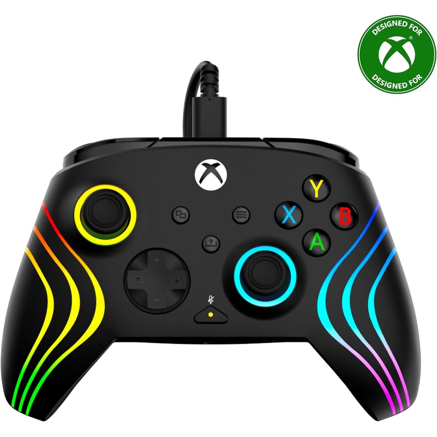 266338 - Turtle Beach Kontrollues Afterglow Wave - Kontrollues i Zi për Lojëra RGB me Tel - I Licencuar për Xbox Series XS, Xbox One dhe Windows - Butona të Programueshëm, Shkelësa me Efekt Hall, Kontrolle Audio