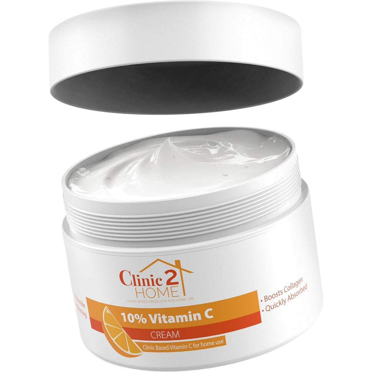 302292 - CLINIC2HOME Krem me Vitaminë C 10% për fytyrën, 50 ml, kundër njollave të errëta, rrudhave dhe vijave të holla, përforcimin e kolagjenit dhe ndriçimin e lëkurës.