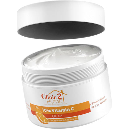 302292 - CLINIC2HOME Krem me Vitaminë C 10% për fytyrën, 50 ml, kundër njollave të errëta, rrudhave dhe vijave të holla, përforcimin e kolagjenit dhe ndriçimin e lëkurës.