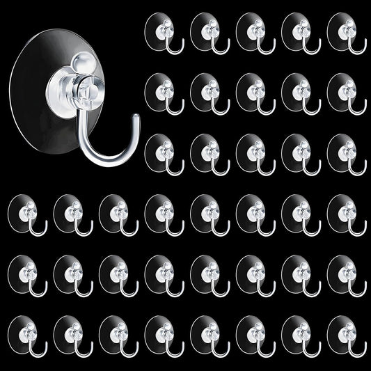 164200 - GEBIUHOO Gotë Thithëse me Grep, 40 Copë, PVC Transparent, 40 mm, për Pllaka Qelqi, Pasqyrë Qeramike, Sipërfaqe të Lëmuara - Përdorim Krishtlindjesh