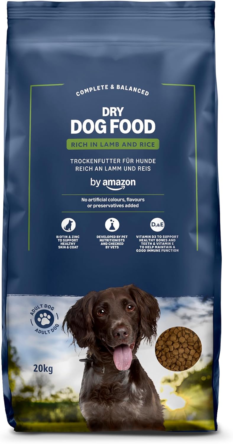 255497 - AMAZON Ushqim i plotë për qen të rritur, mish qengji dhe oriz, 1 pako prej 20 kg