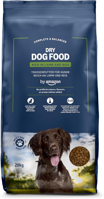 255497 - AMAZON Ushqim i plotë për qen të rritur, mish qengji dhe oriz, 1 pako prej 20 kg