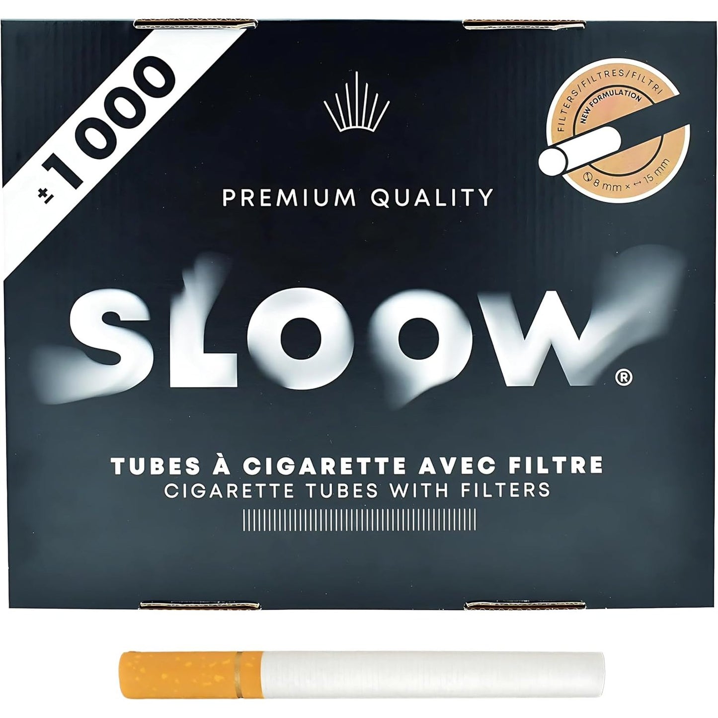 317951 - SLOOW Kuti me 1000 tuba cigaresh, Ruajtje shijeje, Filtrim optimal, Prodhuar në Evropë, Cilësi Premium, E përputhshme me makinat rrotulluese, 41682017