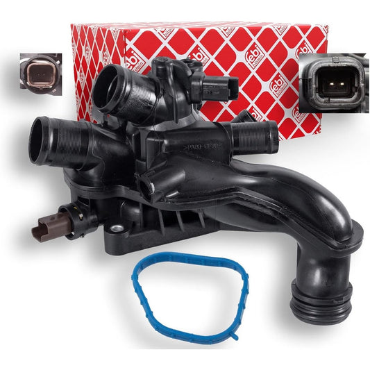 164324 - febi bilstein Termostat 107987 me Strehë, Guarnicion dhe Çelës Termik, 1 Njësi