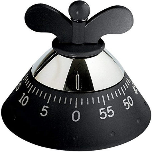 204877 - ALESSI - Kohëmatës Mekanik Kuzhine A09 B, Dizajn Modern, Material Termoplastik, Ngjyra e Zi, Madhësi 10.5 cm