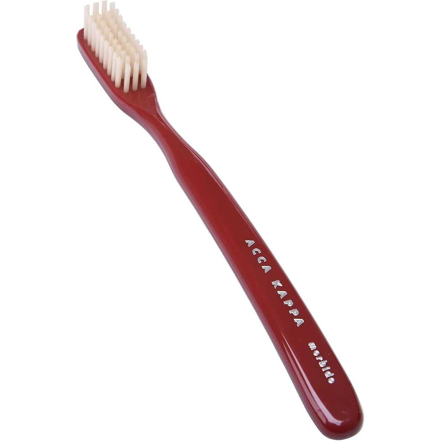 272210 - ACCA KAPPA Furçë dhëmbësh Vintage Collection, najlon (i butë/mesatar/i fortë) ose fije natyrale, dorezë ergonomike, pastrim i butë dhe preciz, ngjyra e kuqe, madhësi mesatare