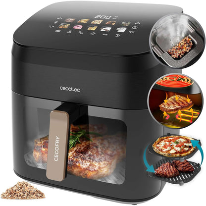 320794 - CECOTEC Fritezë ajri pa vaj 8.5L, element të dyfishtë skare dhe tymosës të integruar, Cecofry&Grill Smokin' 8500, 2200W, temperaturë e rregullueshme 40-200°C, 10 menu