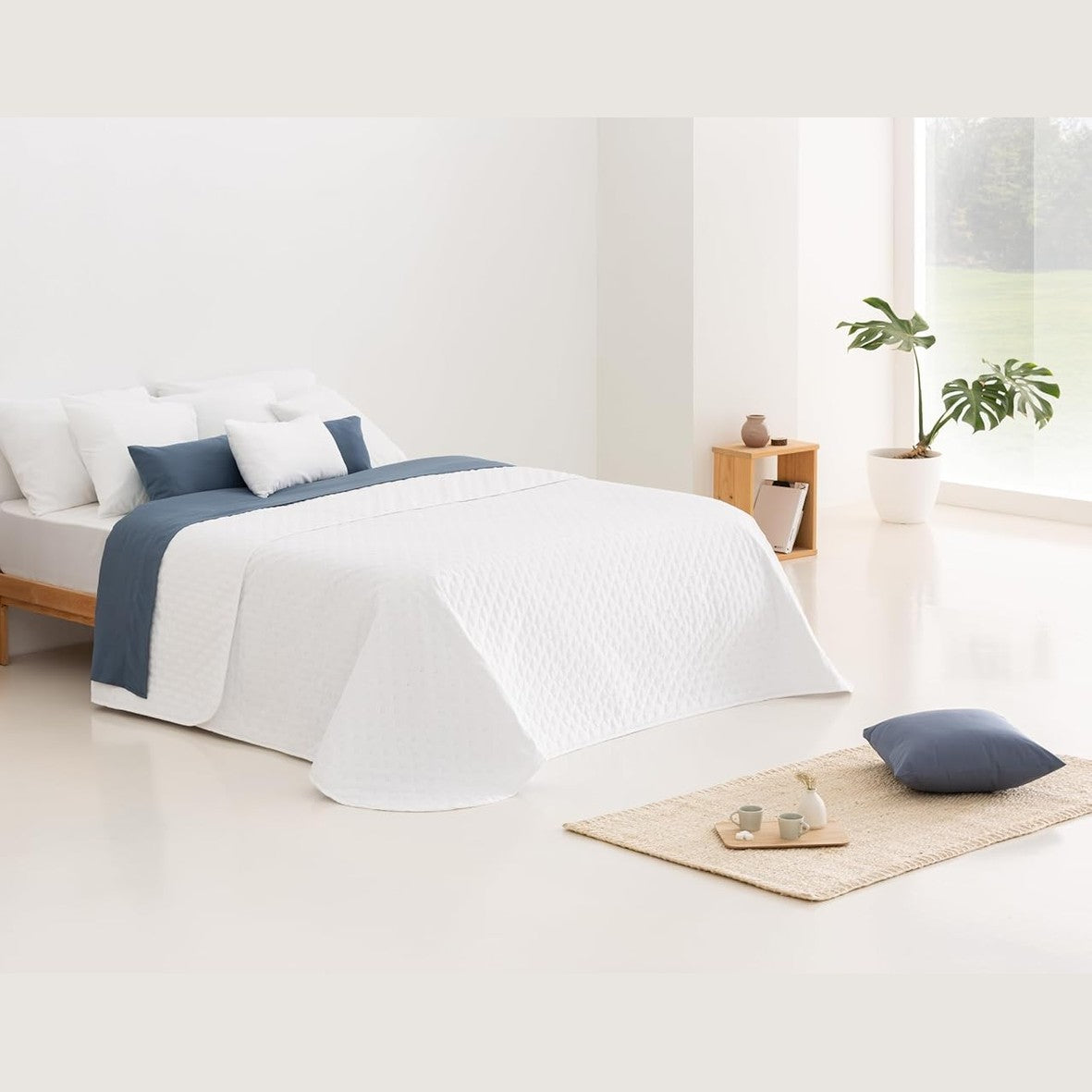 255816 - TODOCAMA Jorgan i hollë Bouti me dizajn ylli, për pranverë, verë, vjeshtë dhe dimër, 100% mikrofibër ekstra i butë, Përshtatet për krevate 140/150/160 cm - 250x260cm e bardhë