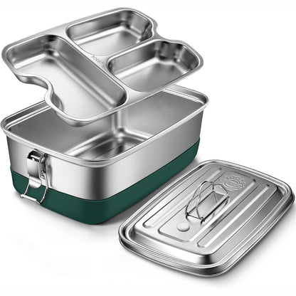 223386 - AURINOVELLIA Kuti Dreke Premium, çelik inox, 2000ml, e papërshkueshme nga rrjedhjet, 3 ndarje, Miqësore me mjedisin, pa BPA
