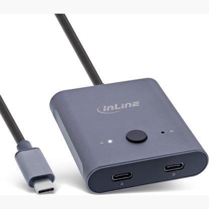 266303 - NDËRPRERËS USB-C në linjë, bidirektiv, 2 në 1 ose 1 në 2, video 8K@60Hz, 4K@60Hz, transferim 10 Gb/s, karikim 100W