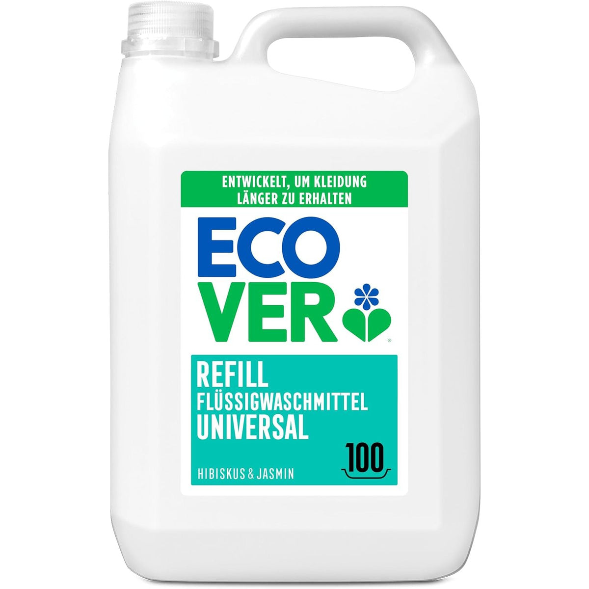 300472 - ECOVER Detergjent universal për larje rrobash, 5L, me aromë hibiscus dhe jasemini, detergjent i lëngshëm me përbërës me bazë bimore